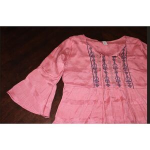 Diya Design Studio Embroidered Boho Tunic Dress - Dusty Rose - Size L